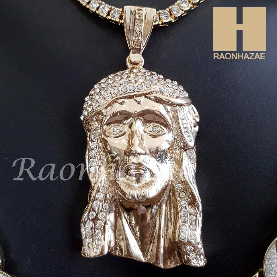 Hip Hop Jesus Pendant 16" Choker 18" Tennis 30" Miami Cuban Chain 26