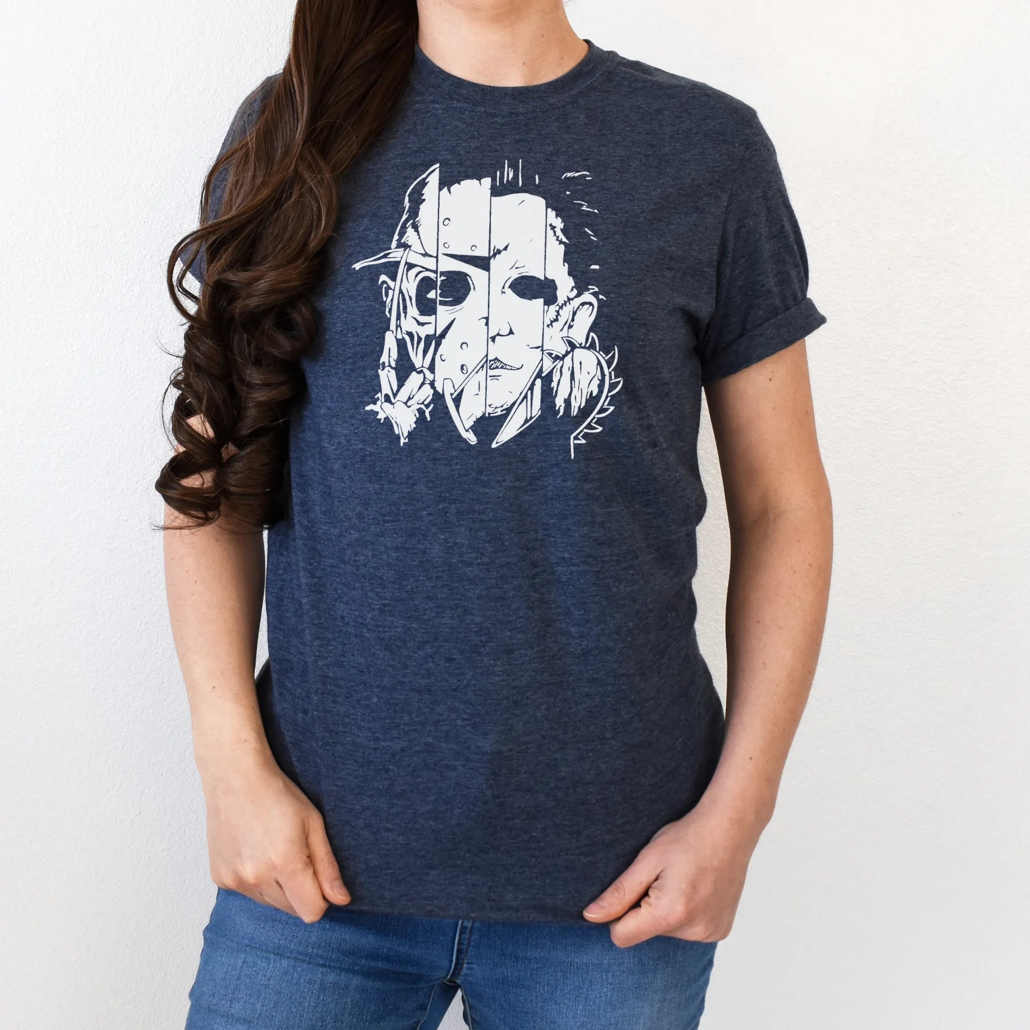 Horror Movie Killer Faces Halloween Mash-Up T-Shirt