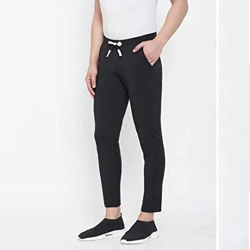 IKITZ Men's Stylish Slim Fit Lycra Jogger Lower Track Pants for Gym, Running, Athletic, Casual Wear for Men Pack of 3 Black,Olive,Blue(M)