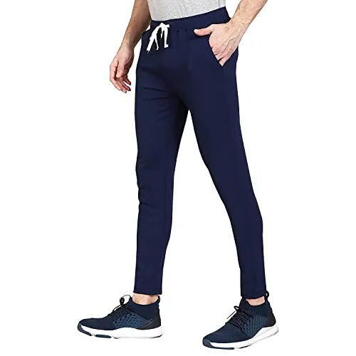 IKITZ Men's Stylish Slim Fit Lycra Jogger Lower Track Pants for Gym, Running, Athletic, Casual Wear for Men Pack of 3 Black,Olive,Blue(M)