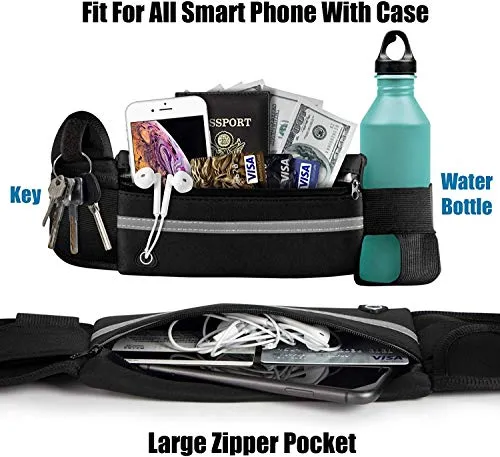 Inrali Waterproof Outdoors Running Waist Pack,Running Belt for Women & Men,Running Belt Waist Bag,Waist bag for Running Hiking Climbing,Running Fanny Pack,Running Belt for Phone & Running Accessories (Black)