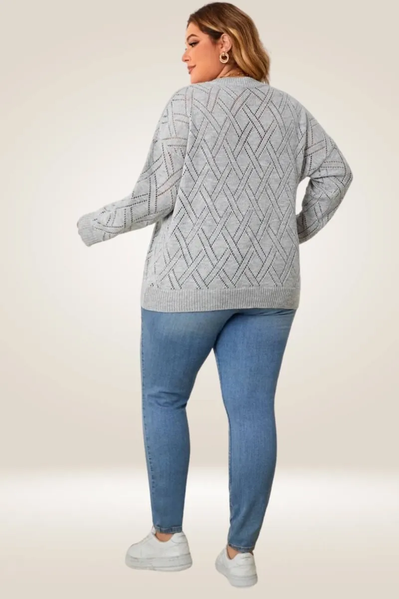 Knitted Gray Plus Size Sweater