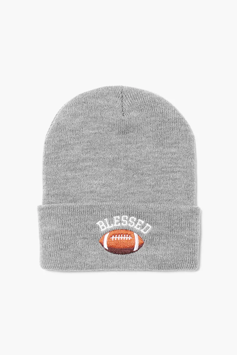 LBB1833 - Blessed football embroidered knit beanie