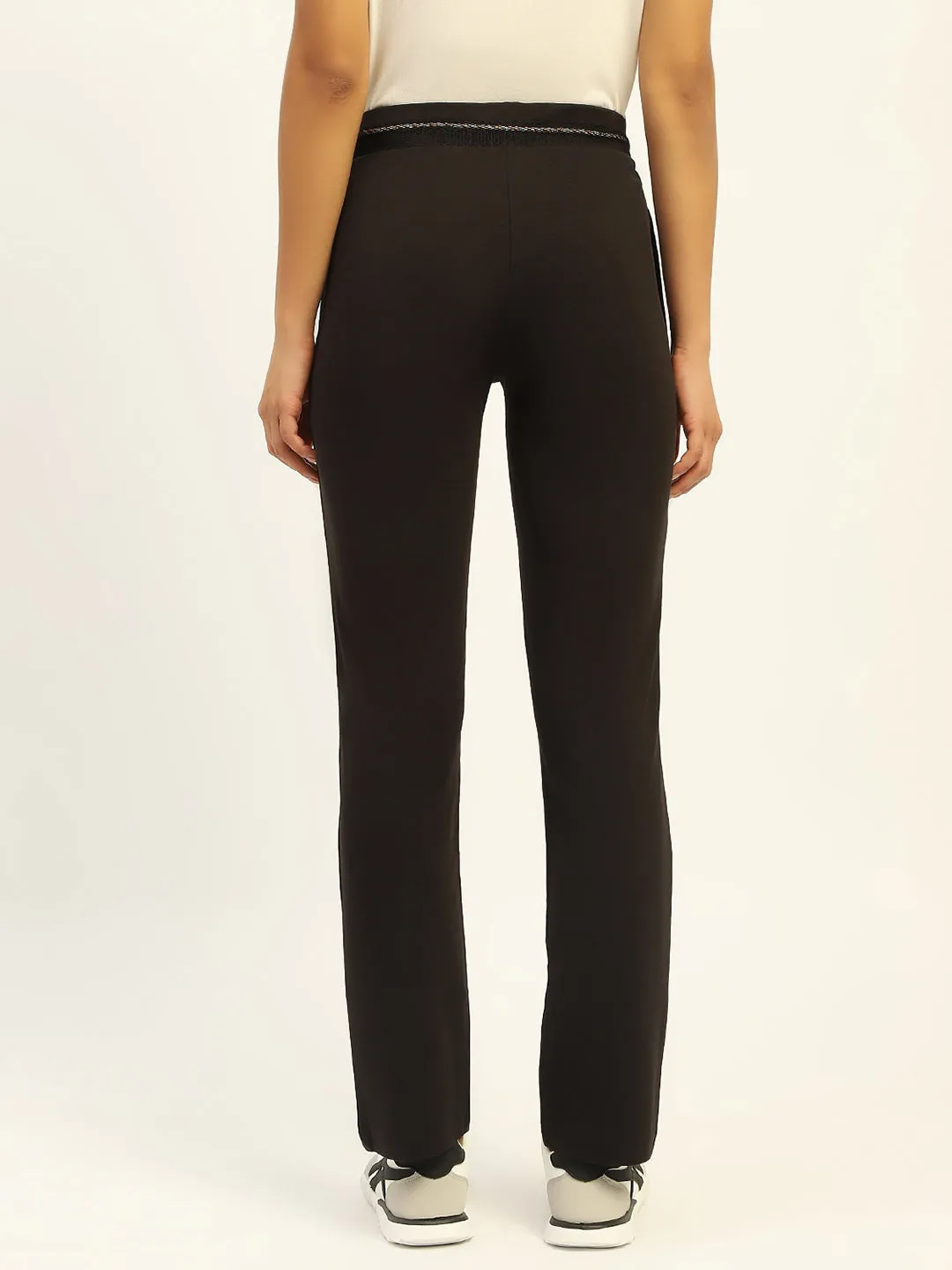 Madame Typography Print Solid Black Cotton Track Bottom