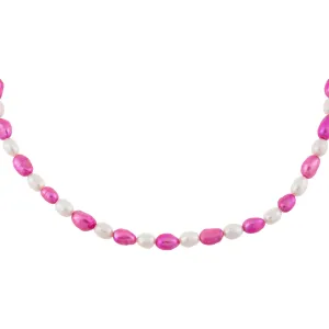 Magenta x White Pearl Necklace