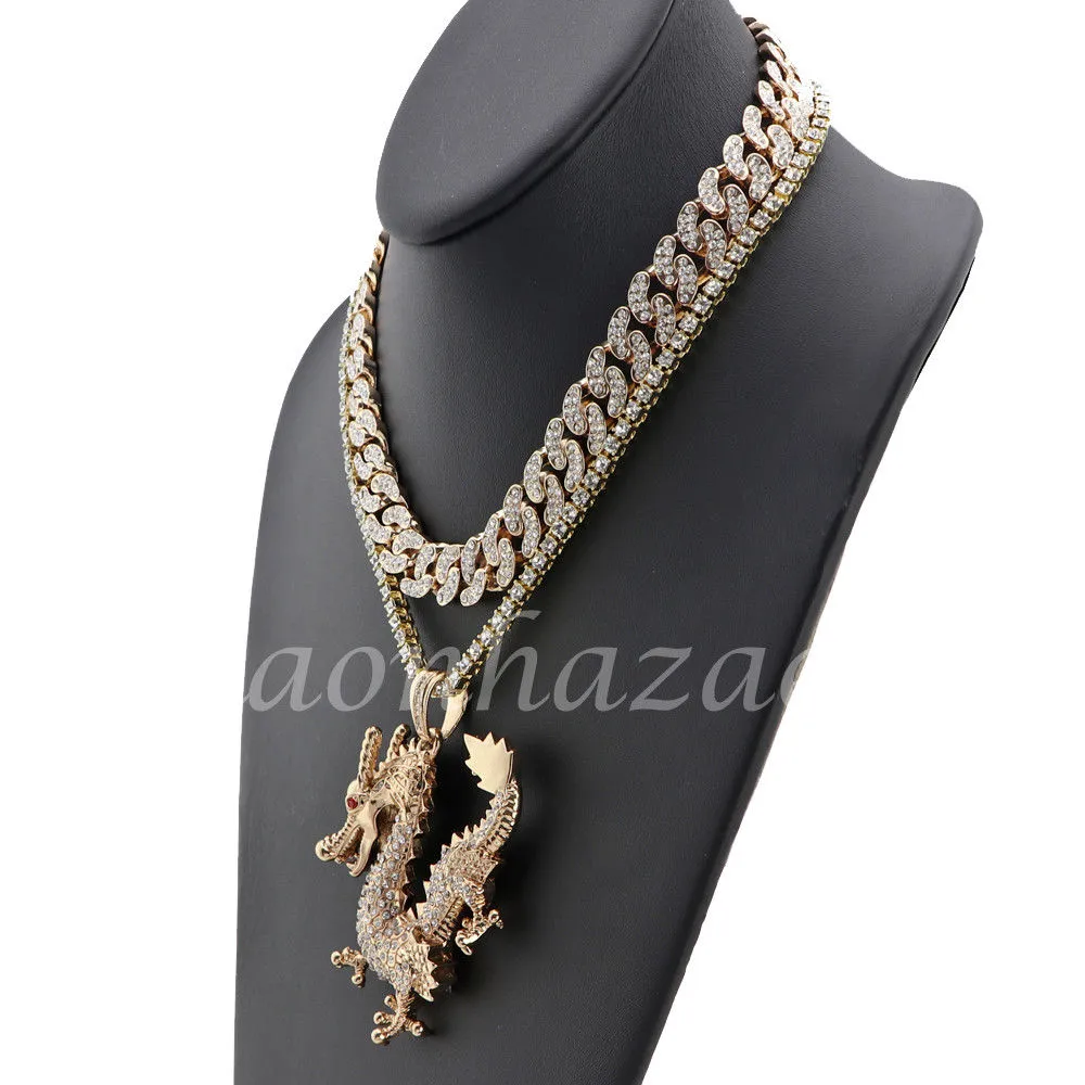 MEN 14K GOLD PT DRAGON 18" TENNIS CHAIN 16" 30" CHOKER CUBAN CHAIN S31G