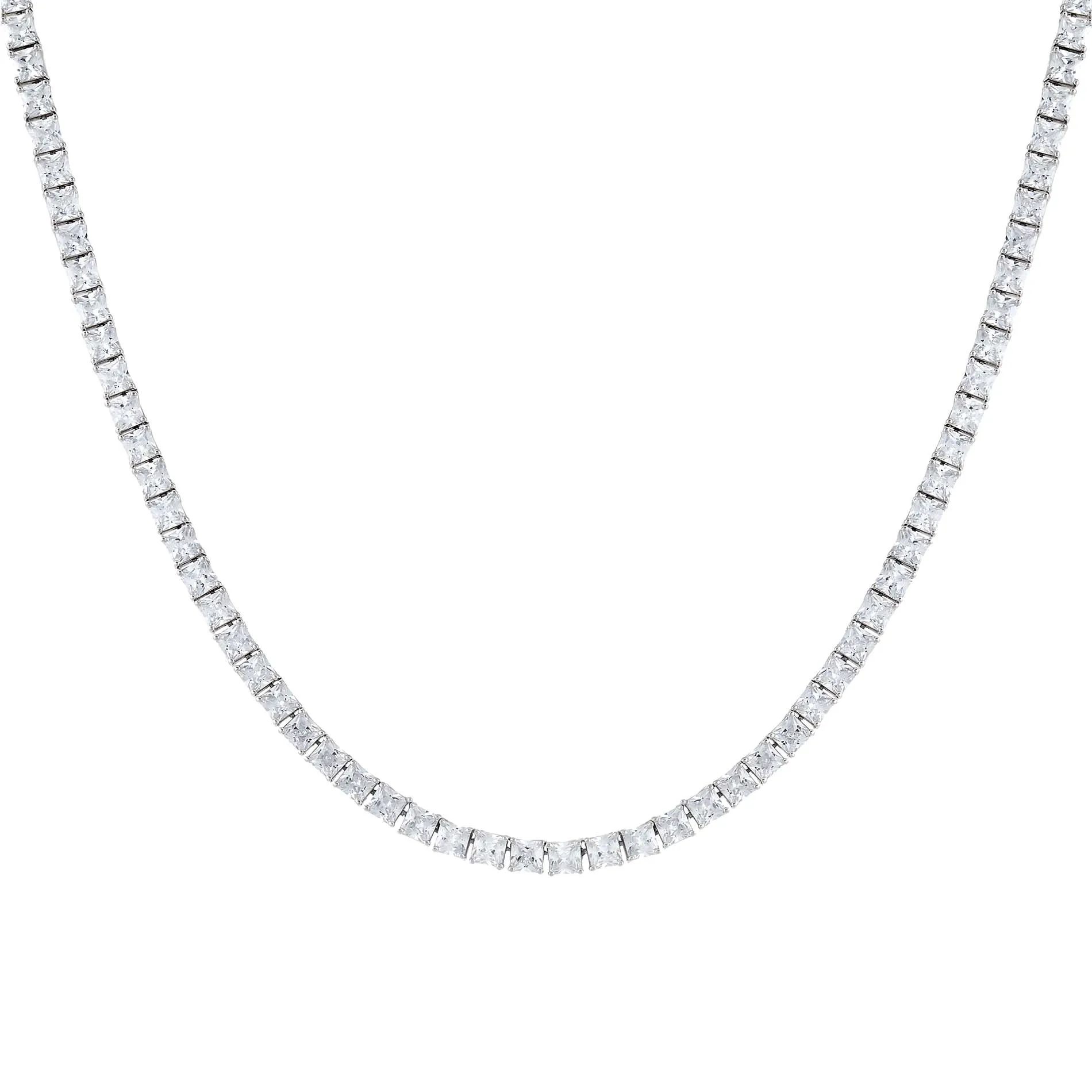 Men's Princess Cut Tennis Necklace