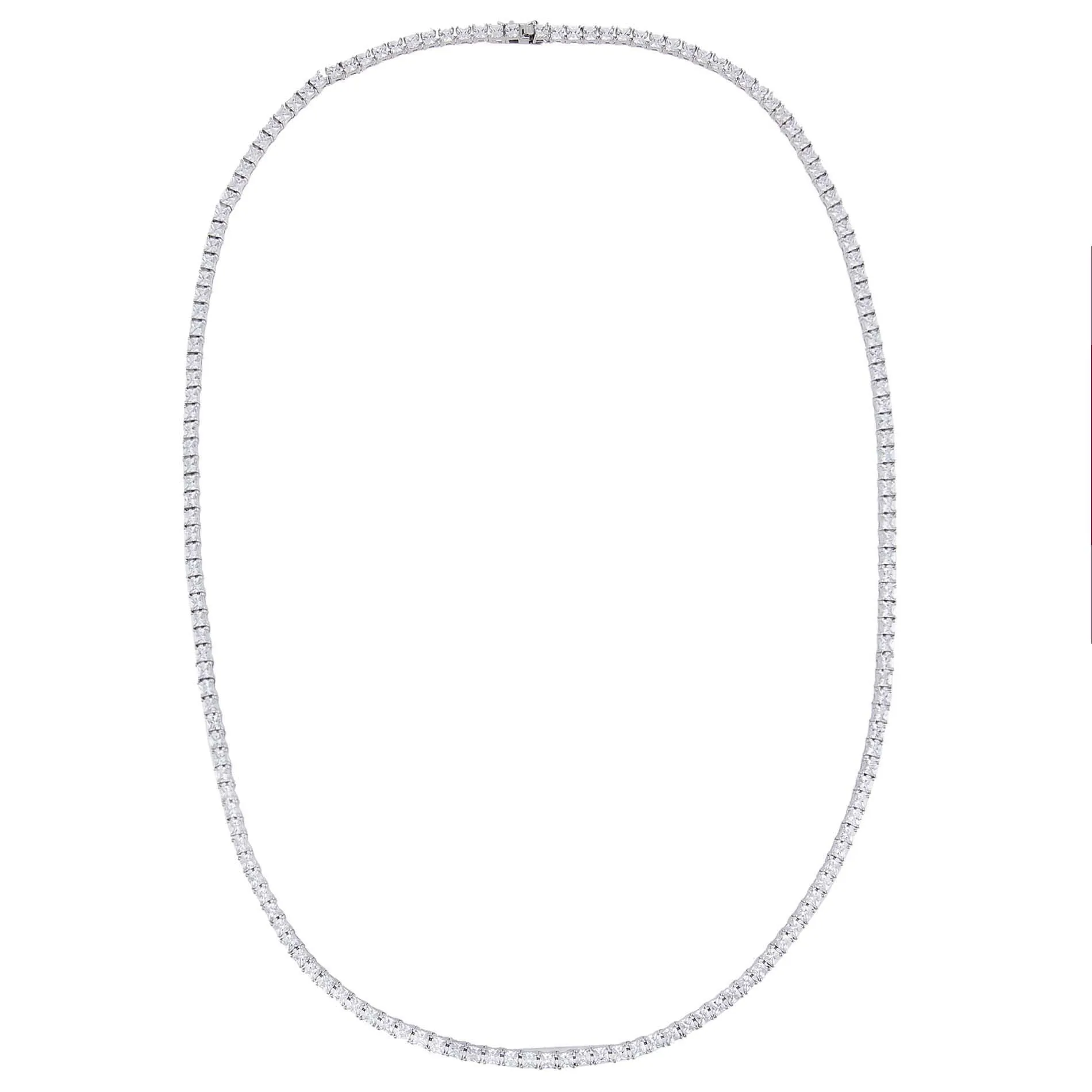 Men's Princess Cut Tennis Necklace
