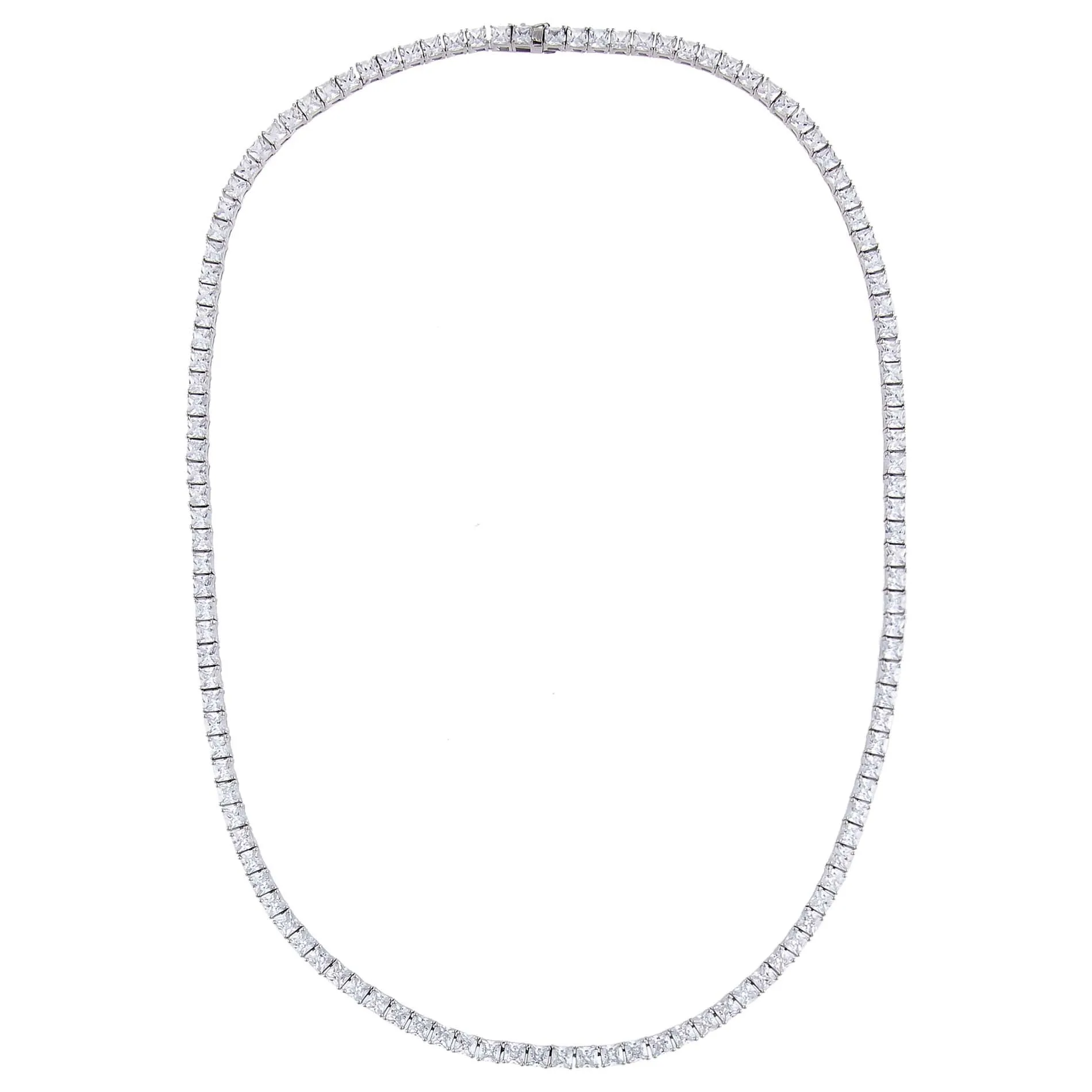 Men's Princess Cut Tennis Necklace