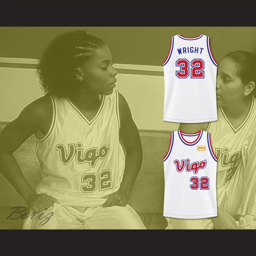Monica Wright 32 Vigo Basketball Jersey with Love and Basketball Patch