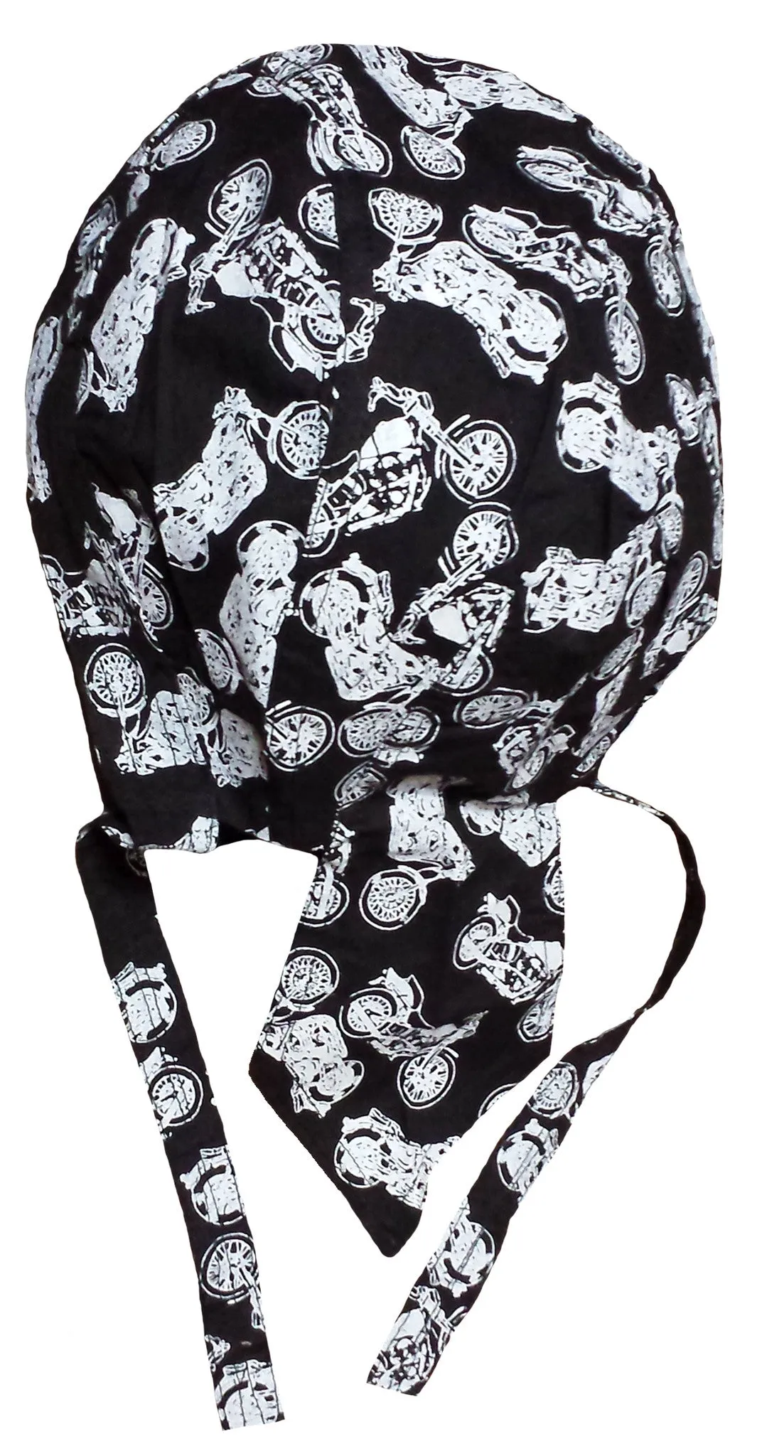 Motorcycles Bandana Dorag Cap Black and White Doo Rag Helmet Liner Cotton Head Wrap Durag