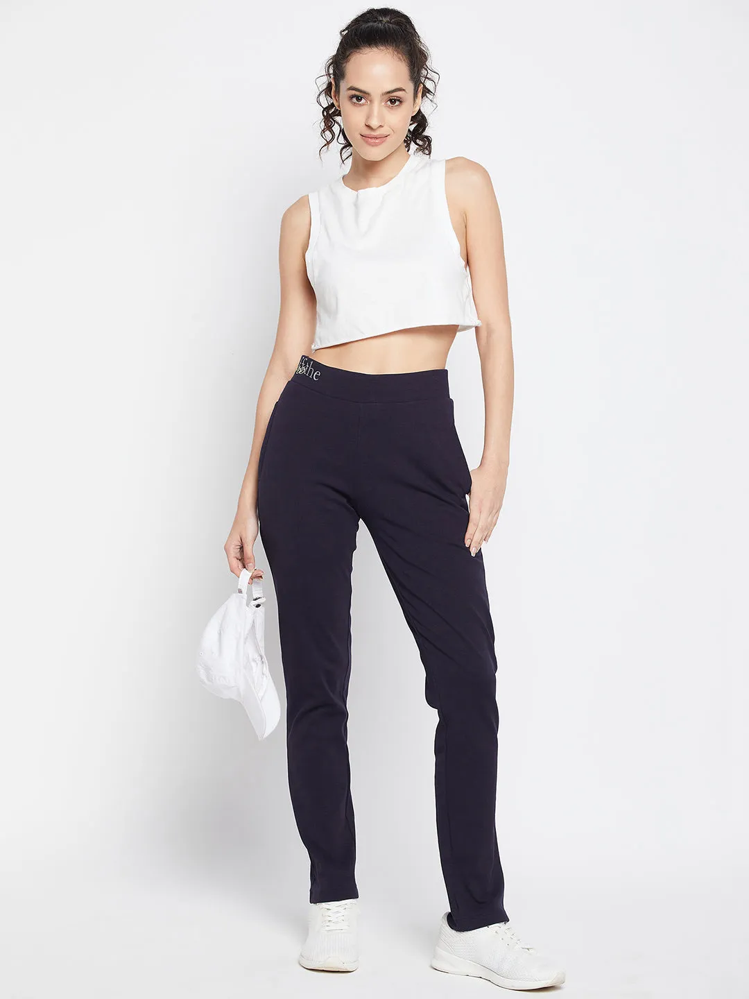 mSECRET Typography Waistband Navy Blue Track Bottom
