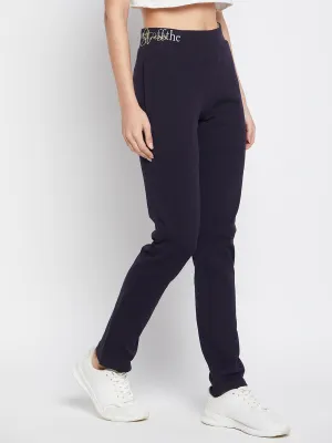 mSECRET Typography Waistband Navy Blue Track Bottom