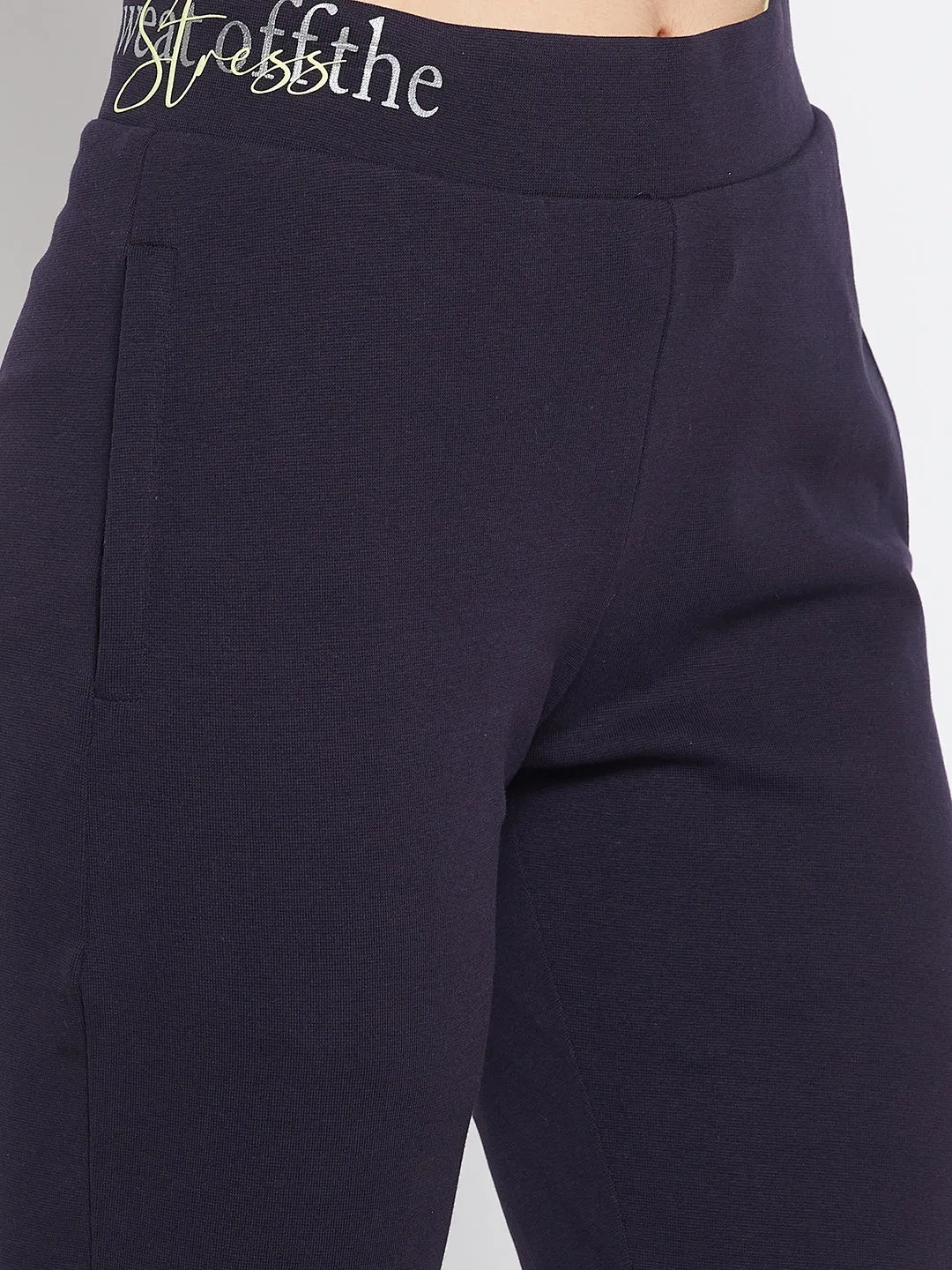 mSECRET Typography Waistband Navy Blue Track Bottom