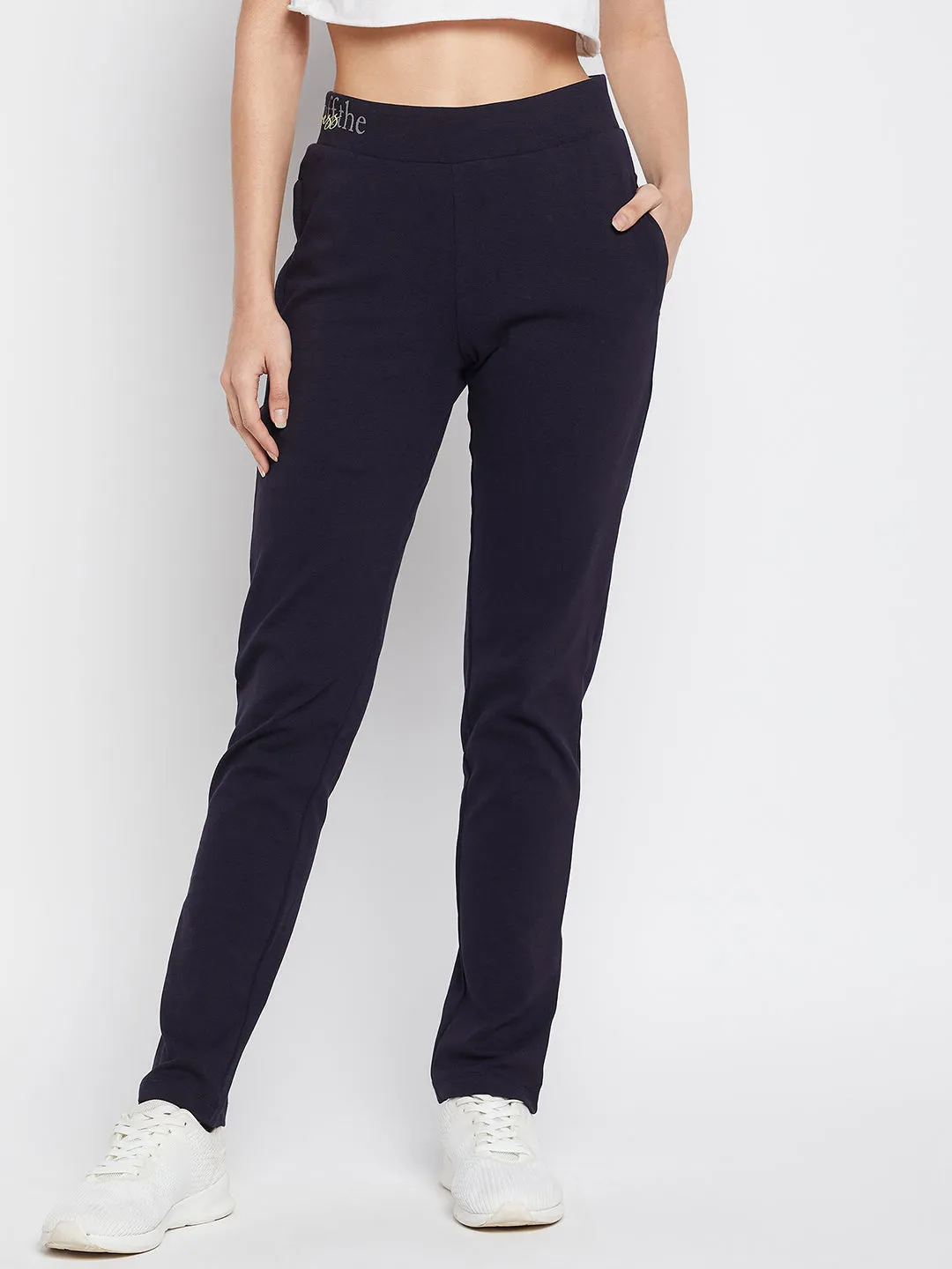 mSECRET Typography Waistband Navy Blue Track Bottom