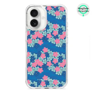 Navy Sakura Wave - iPhone 16 Clear Bumper MagSafe Case