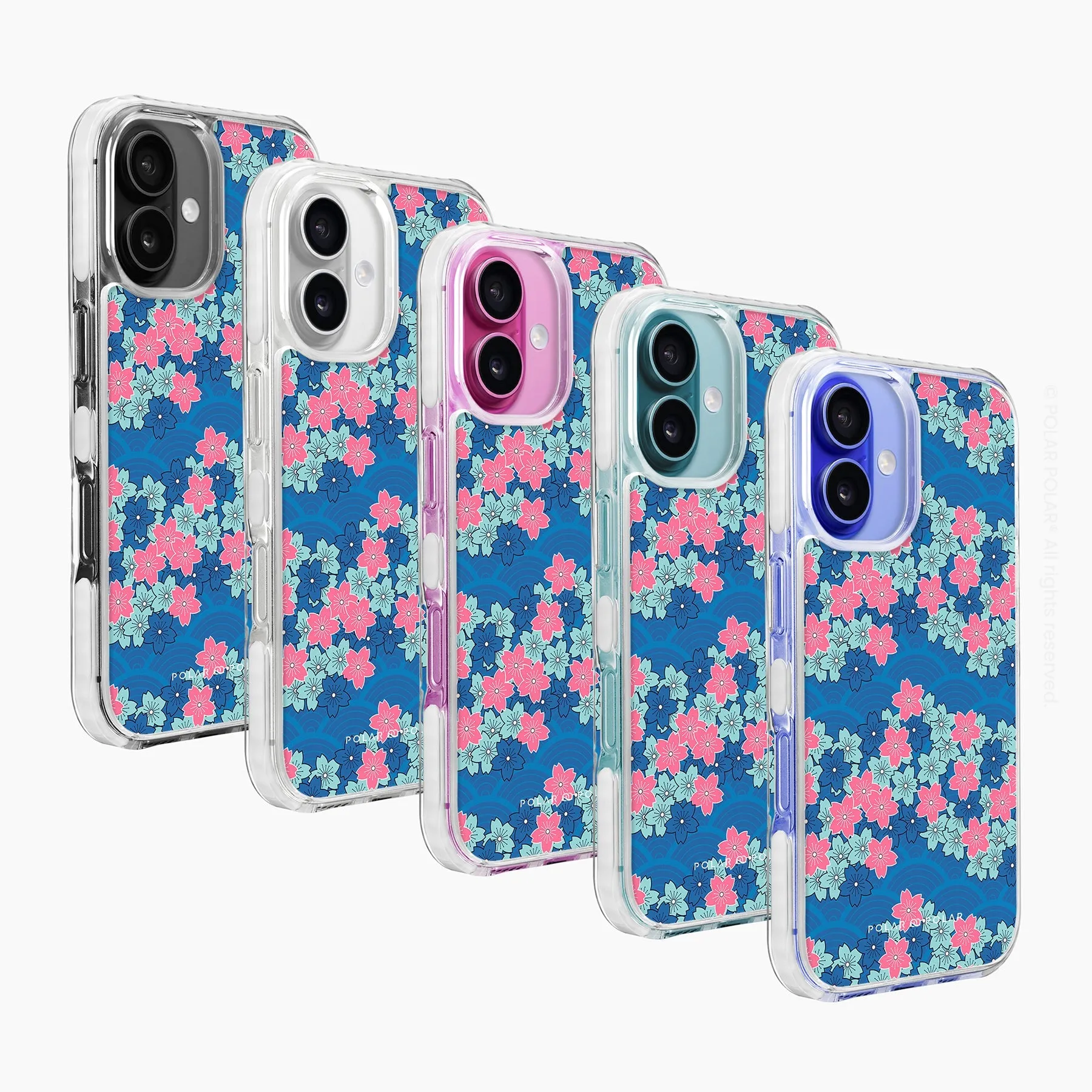 Navy Sakura Wave - iPhone 16 Clear Bumper MagSafe Case