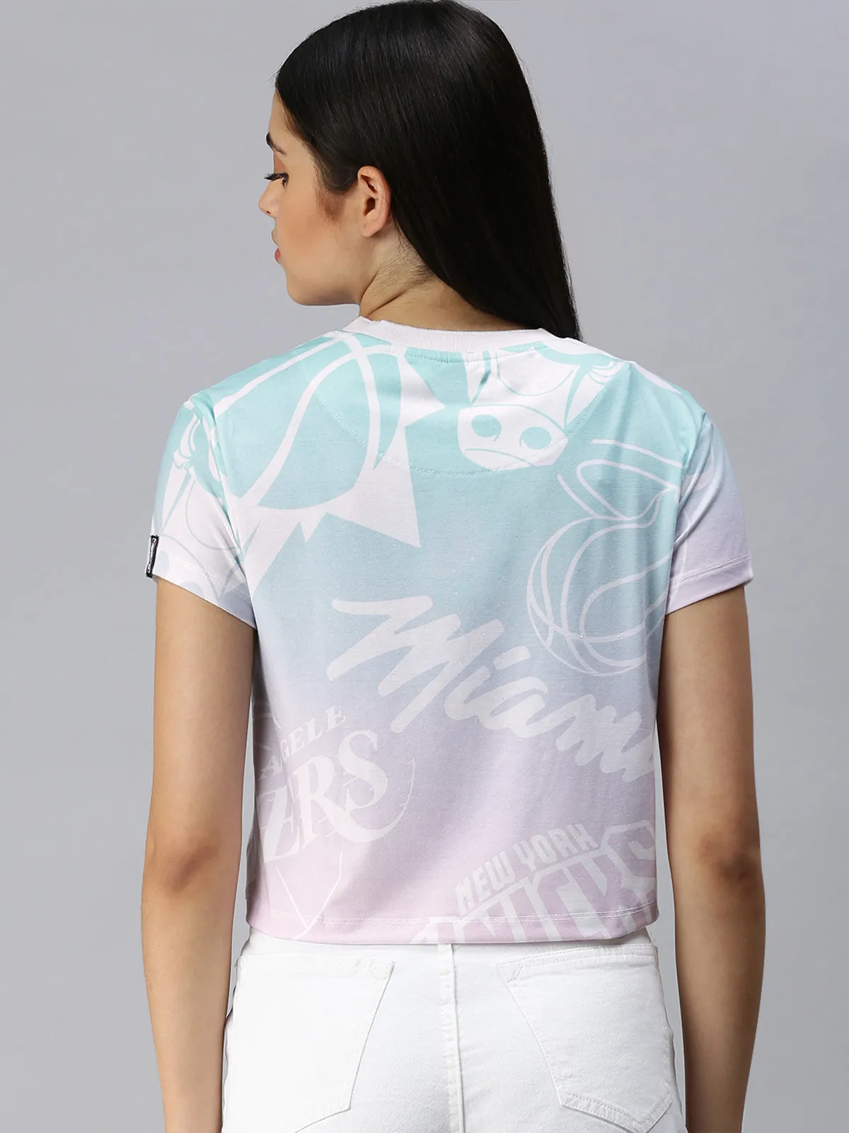 NBA: Ombre Logo Mash Crop Top - White