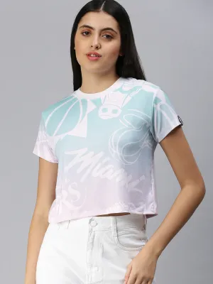 NBA: Ombre Logo Mash Crop Top - White