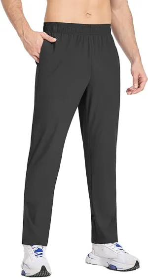 NEW BALEAF Men's Black Track Pants Golf Water Resistant Joggers Athletic Hiking Pants Zipper Pockets Gym Running Work - Size L - Retails for $46.99!