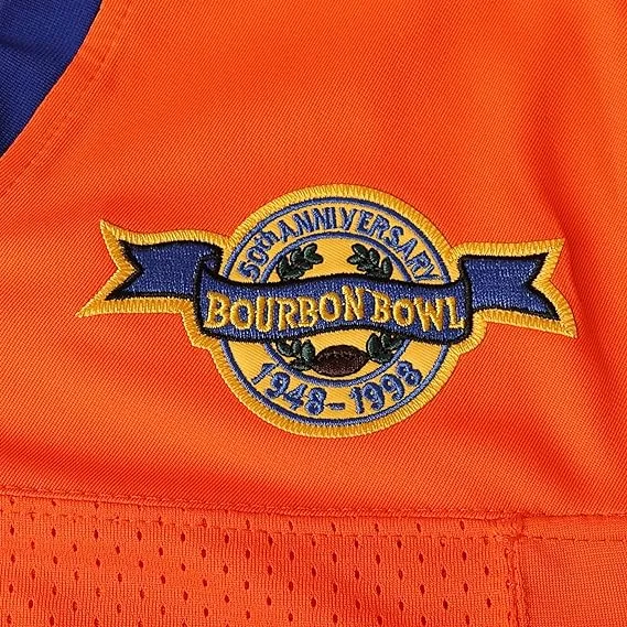 NEW MESOSPERO Bobby Boucher Football Jersey 9 The Waterboy Adam Sandler Mud Dogs Bourbon Bowl Movie Jersey White Orange, Sz XL