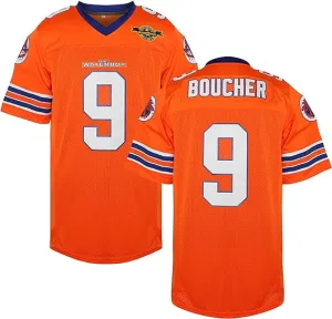 NEW MESOSPERO Bobby Boucher Football Jersey 9 The Waterboy Adam Sandler Mud Dogs Bourbon Bowl Movie Jersey White Orange, Sz XL