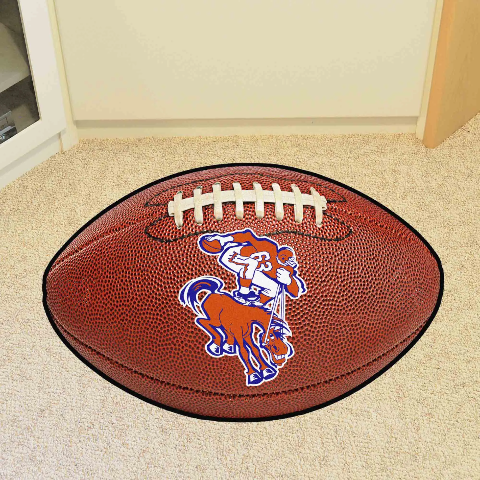 NFLV - Denver Broncos Football Mat - Bucking Bronco Logo