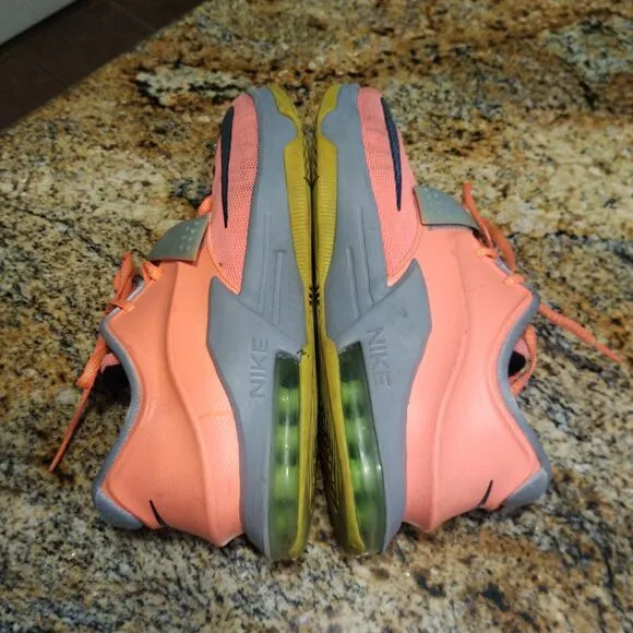 Nike KD VII 35,000 Degrees 669942-800 Basketball Shoes Bright Mango/Grey Sz 7Y