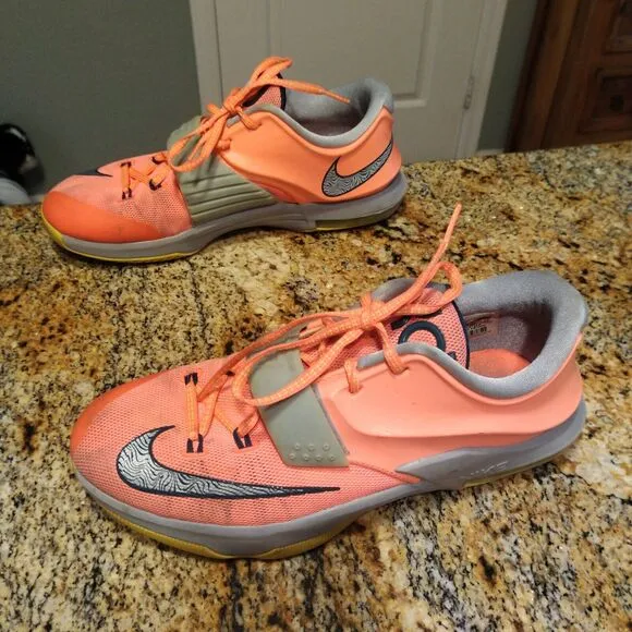 Nike KD VII 35,000 Degrees 669942-800 Basketball Shoes Bright Mango/Grey Sz 7Y