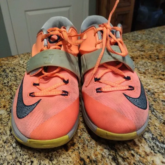 Nike KD VII 35,000 Degrees 669942-800 Basketball Shoes Bright Mango/Grey Sz 7Y