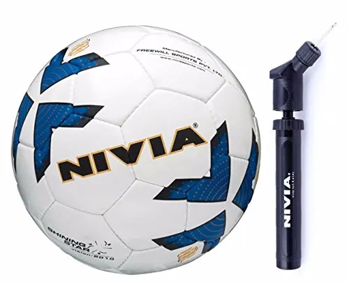 Nivia latex Shining Star Football Combo (Nivia Shining Star Football, Size 5 White   Nivia Double Action Ball Air Pump)