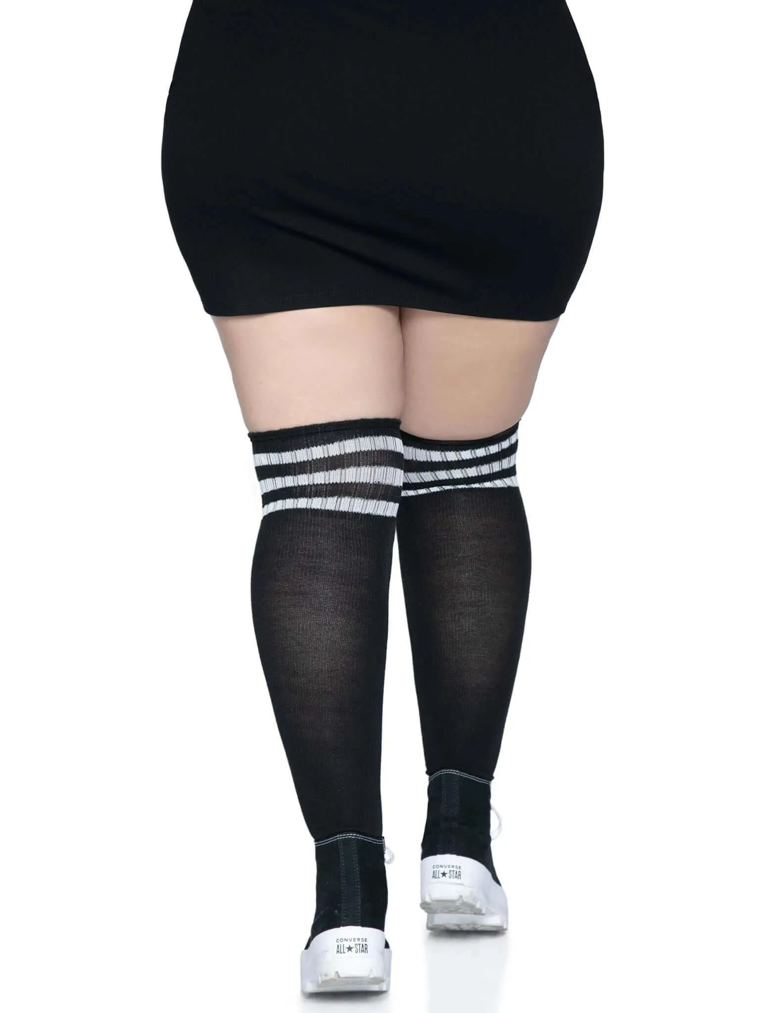 Over the Knee Athletic Socks -1x/2x - Black/white
