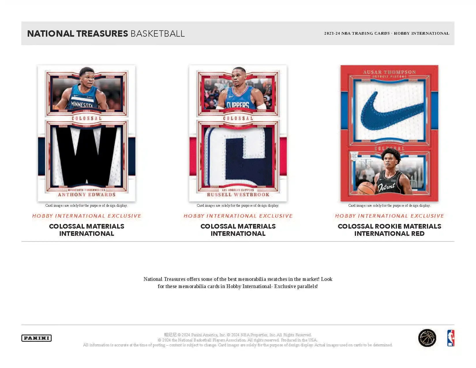 Panini National Treasures NBA Basketball 2023/24 - International Hobby Box