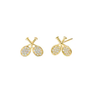 Pave Double Tennis Racket Stud Earring