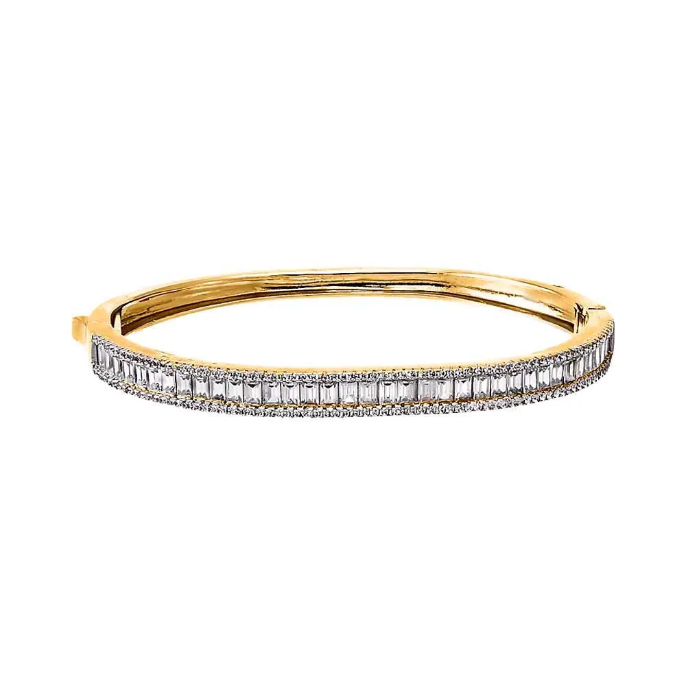 Pave X Baguette Tennis Bangle Bracelet