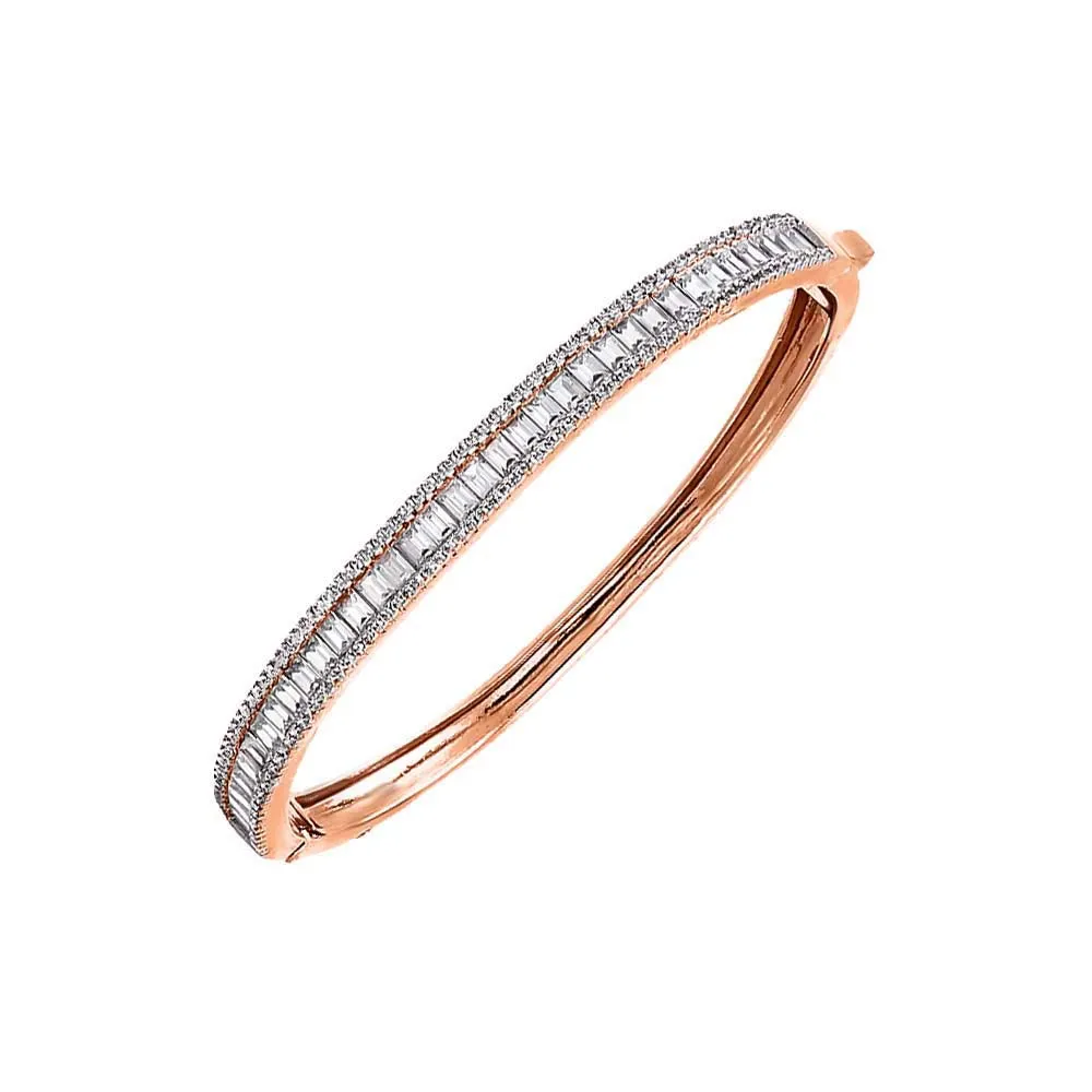 Pave X Baguette Tennis Bangle Bracelet