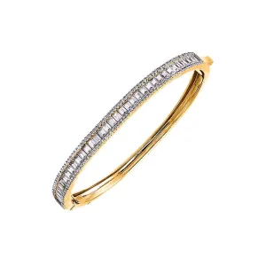 Pave X Baguette Tennis Bangle Bracelet
