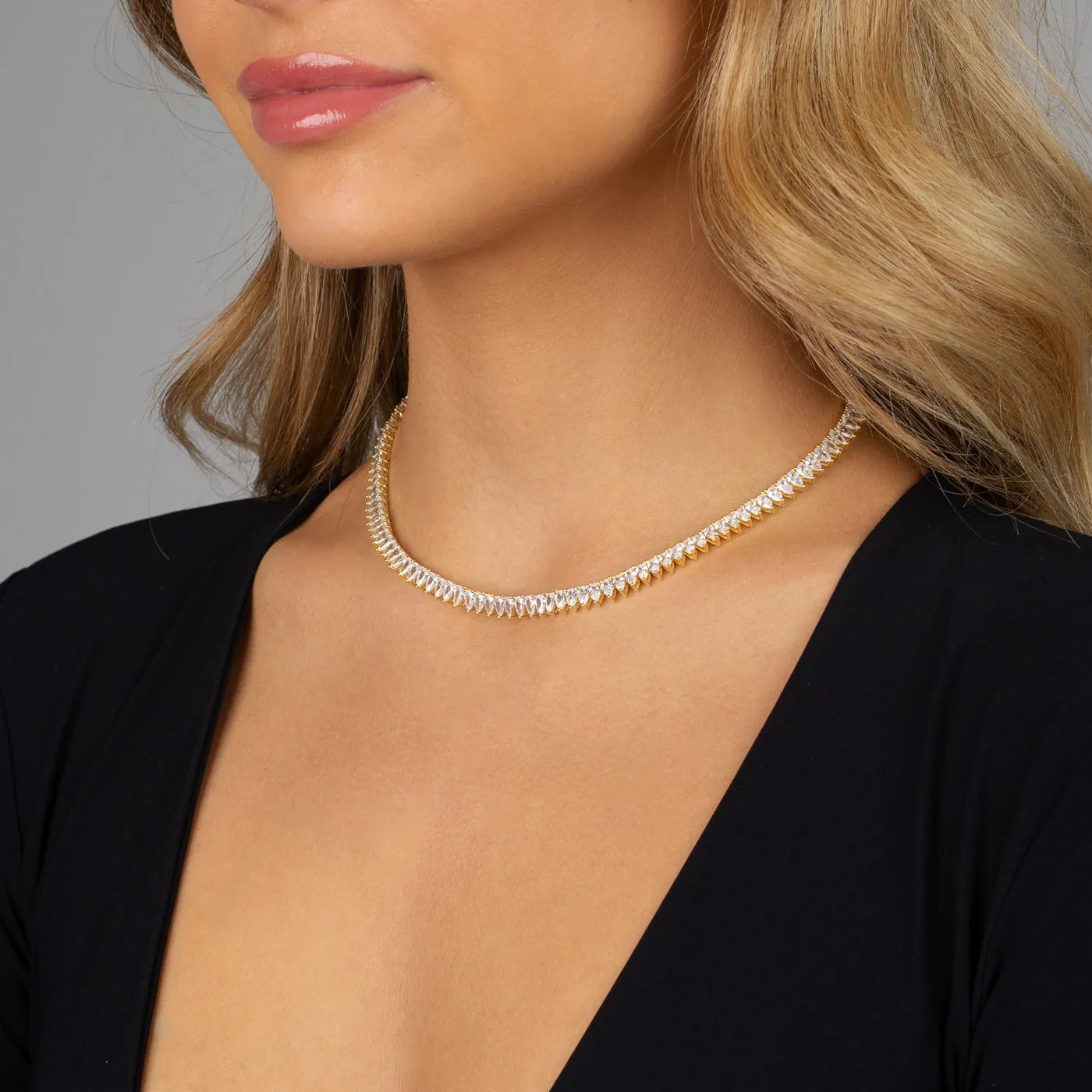 Pear Shaped Tennis Necklace
