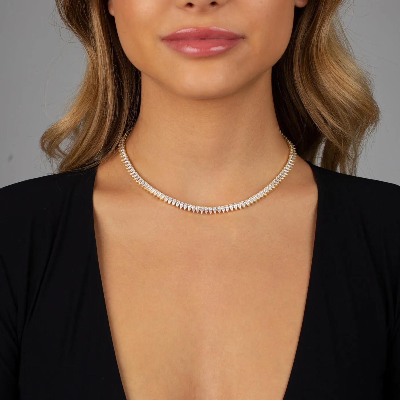Pear Shaped Tennis Necklace