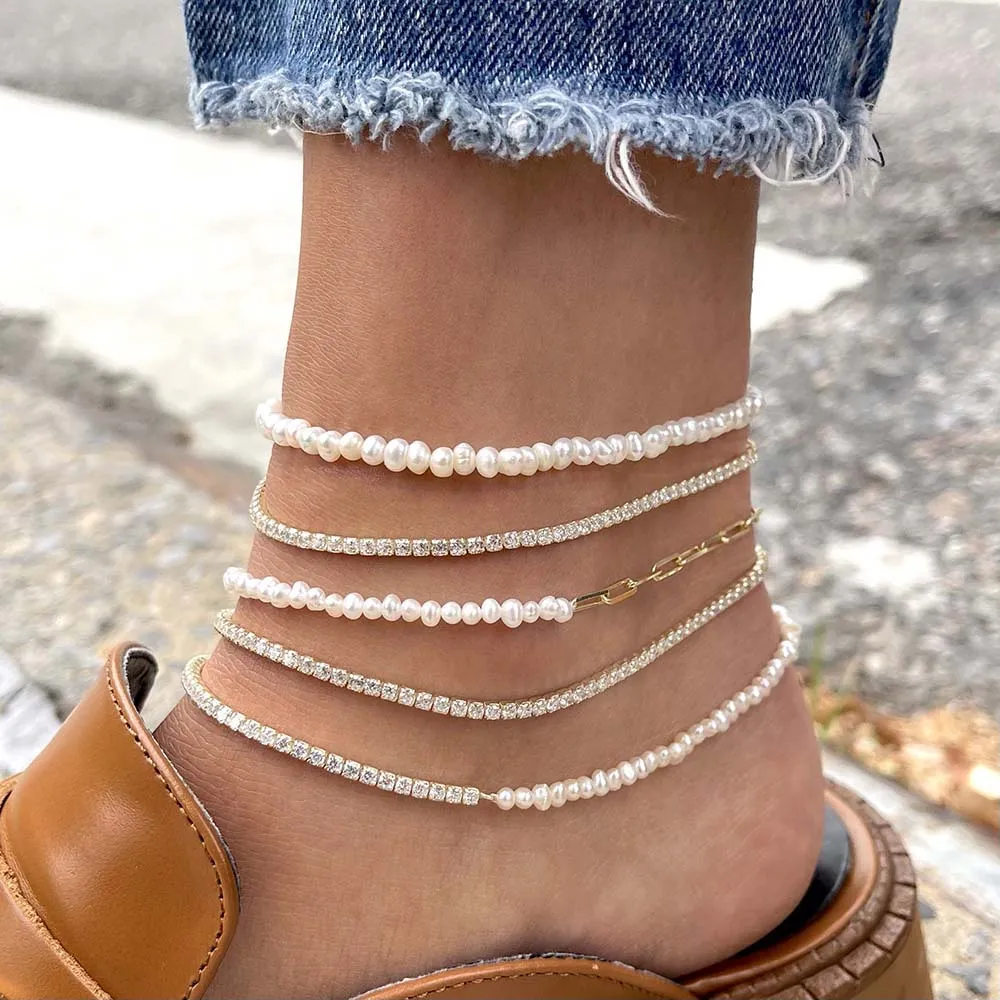 Pearl X Tennis Anklet