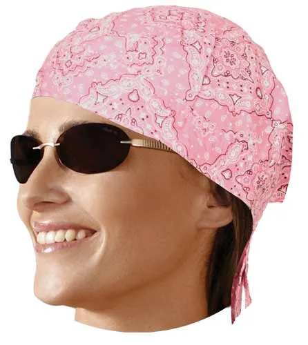 Pink White and Black Doo Rag Paisley Dorag Cotton Chemo Head Cover Skull Cap