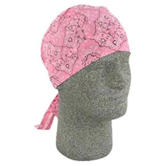Pink White and Black Doo Rag Paisley Dorag Cotton Chemo Head Cover Skull Cap