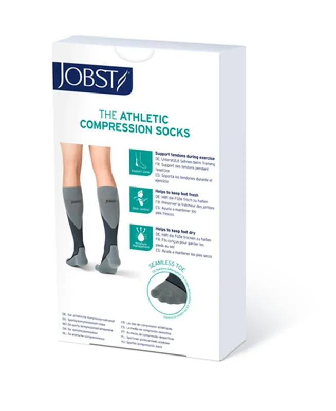 PR/1 JOBST SPORT STOCKING UNISEX, 20-30MMHG, SM, WHITE/GREY, CLOSED TOE