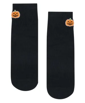 Quarter Crew Non Slip Grip Socks - Pumpkin
