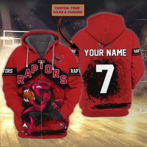 Raptors  - Personalized Name Zipper Hoodie 136