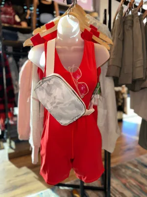Red Athletic Romper
