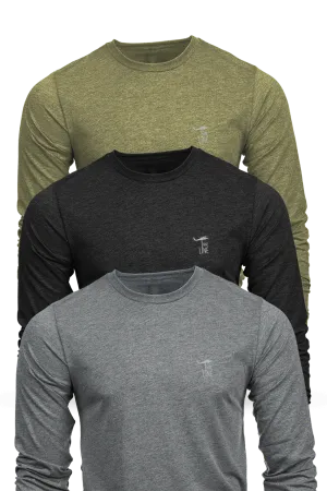 Reflective Dropline Logo - Athletic Long Sleeve T-Shirt 3-Pack