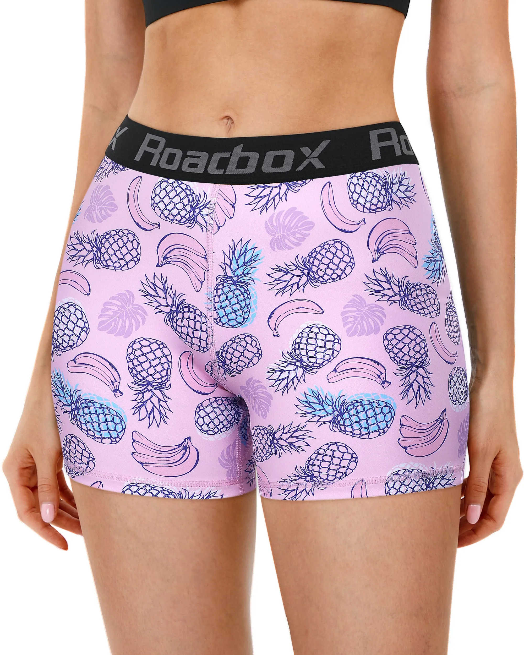 Roadbox Spandex Volleyball Shorts for Women - 4 inch Compression Shorts Summer Outdoor Shorts Cool Dry for Running Workout Yoga