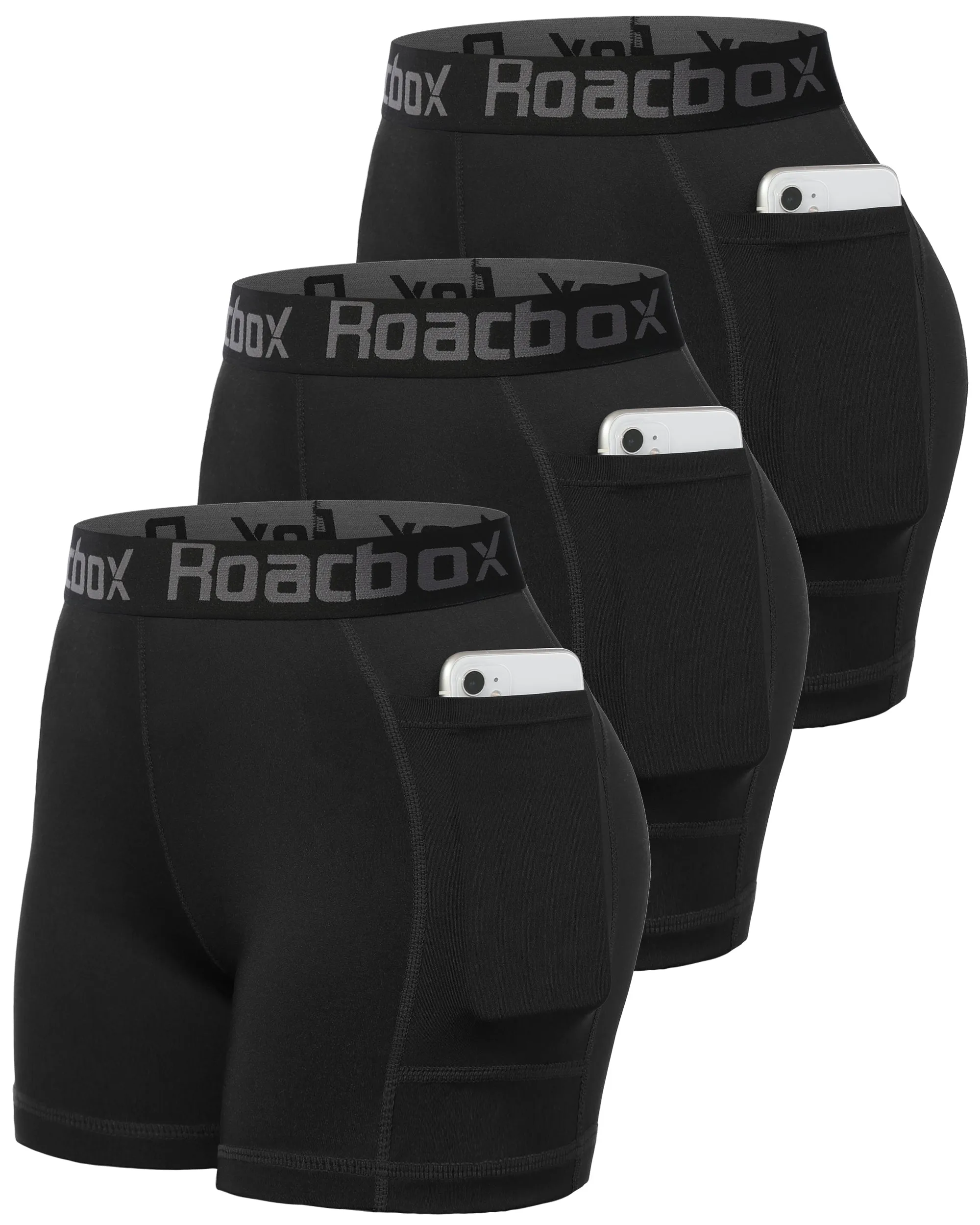 Roadbox Women's 5 inch Yoga Shorts with Pockets - UPF 30  Sun UV Protection Workout Gym Spandex Compression Shorts for Volleyball