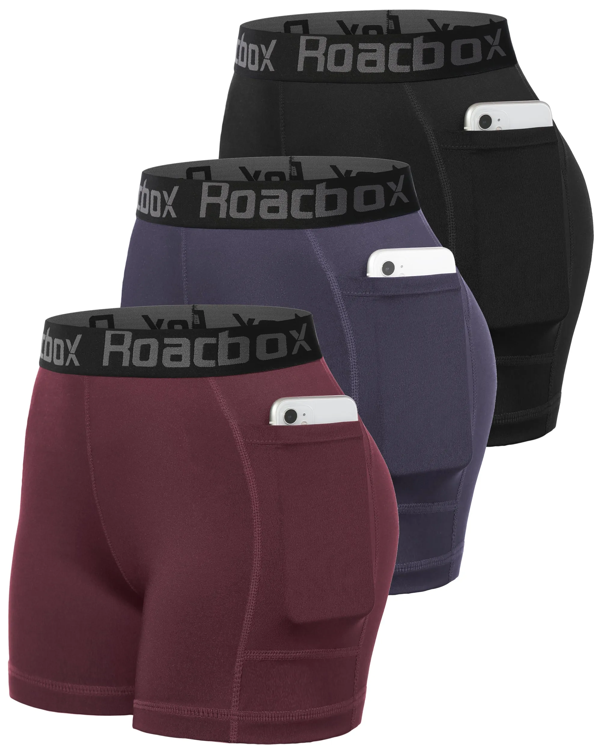 Roadbox Women's 5 inch Yoga Shorts with Pockets - UPF 30  Sun UV Protection Workout Gym Spandex Compression Shorts for Volleyball